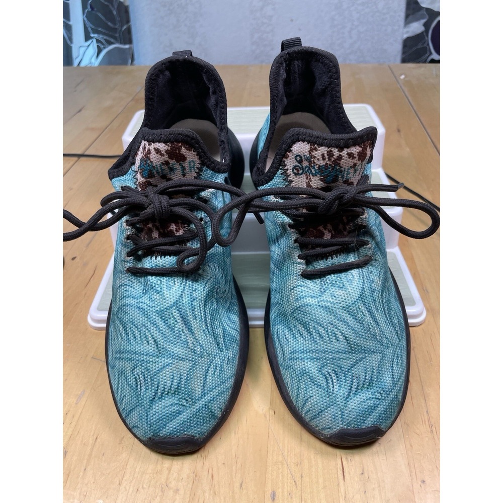Turquoise & Cowhide Tennis Shoes Sassy Heifer 6/36